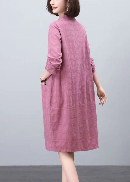 Purple Jacquard Cotton Dresses Day Size Spring Plus
