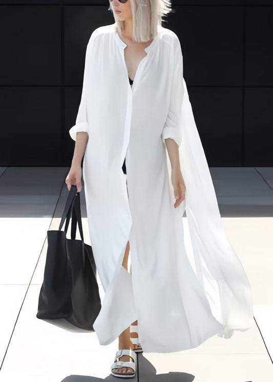 Shirts 50+ Plus Cotton Size Oversized White Long Open UPF Side