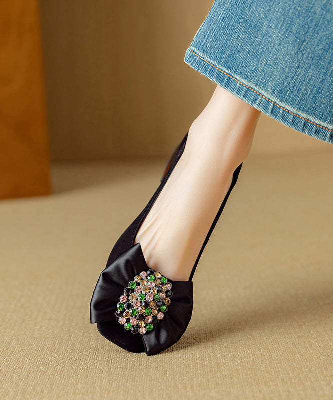 Splicing Loafers Zircon Penny Suede Elegant Chunky Bow Purple