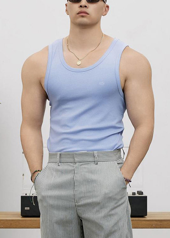 Neck O Men Cotton Slim Purple Tank Fit Solid Sleeveless