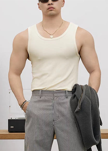 Neck O Men Cotton Slim Purple Tank Fit Solid Sleeveless