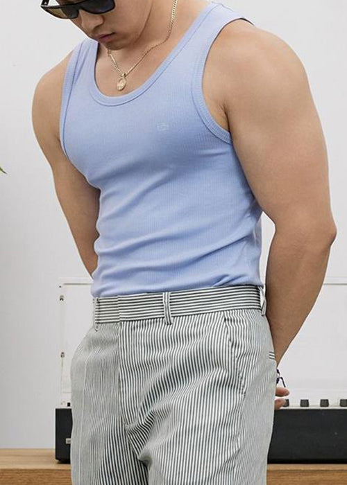 Neck O Men Cotton Slim Purple Tank Fit Solid Sleeveless