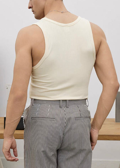 Neck O Men Cotton Slim Purple Tank Fit Solid Sleeveless