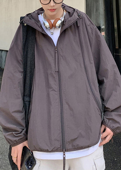 Oversized Zippered 50+ UPF Hooded Coat Purple Men