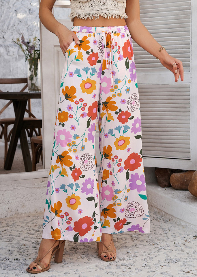 Waist Trousers Dresses Print Tie Vacation Rainbow