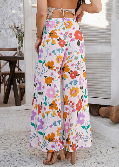 Waist Trousers Dresses Print Tie Vacation Rainbow