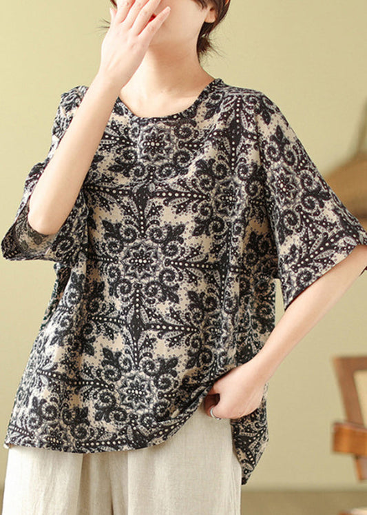 Short Sleeve Top Loose O-Neck Red