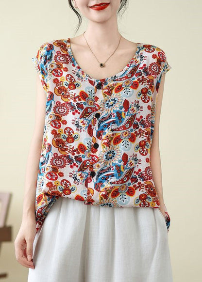 Open Side Red Patchwork Sleeveless Vest