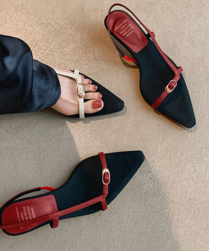 Red Sandals Kitten Toe Splicing Pointed Peep