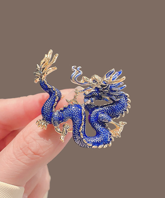 Broches en alliage émaillé bleu en forme de dragon WP014