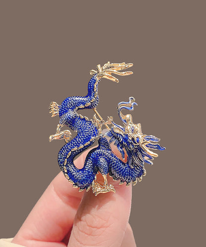 Broches en alliage émaillé bleu en forme de dragon WP014