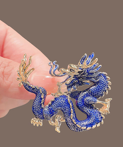 Broches en alliage émaillé bleu en forme de dragon WP014