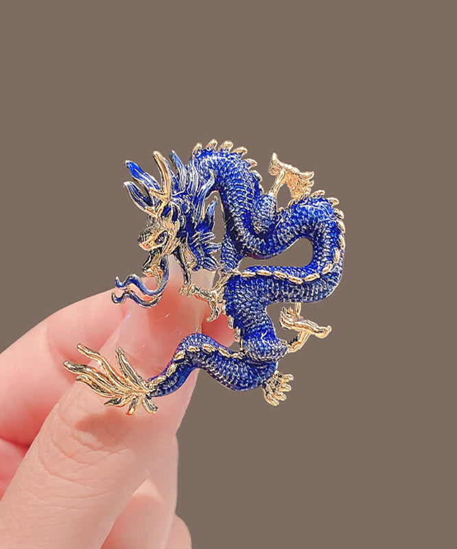 Broches en alliage émaillé bleu en forme de dragon WP014