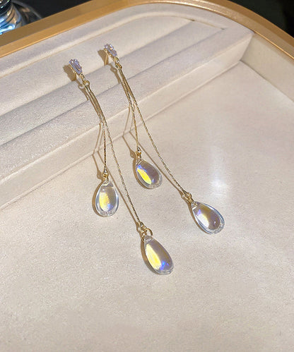 Water Regular Earrings Gold Copper Resin Tassel Drop Zircon