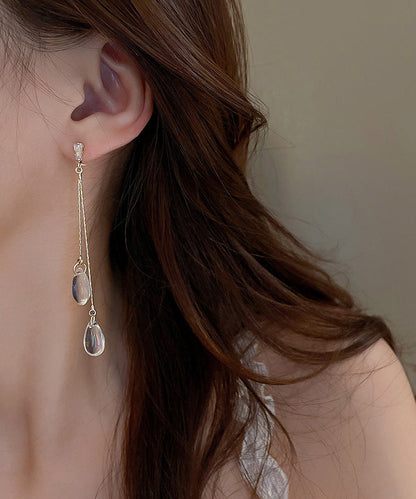 Water Regular Earrings Gold Copper Resin Tassel Drop Zircon