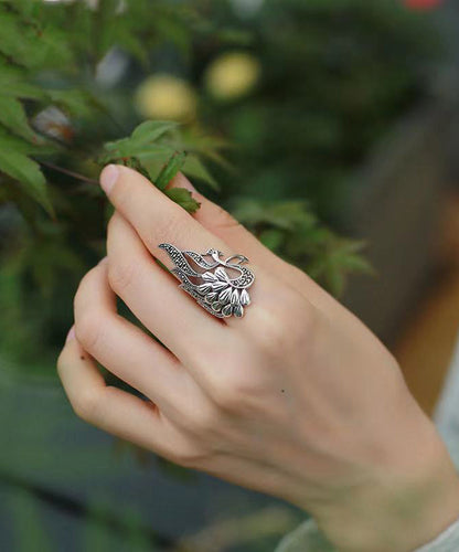 Out 925 Rings Silver Retro Hollow Peacock