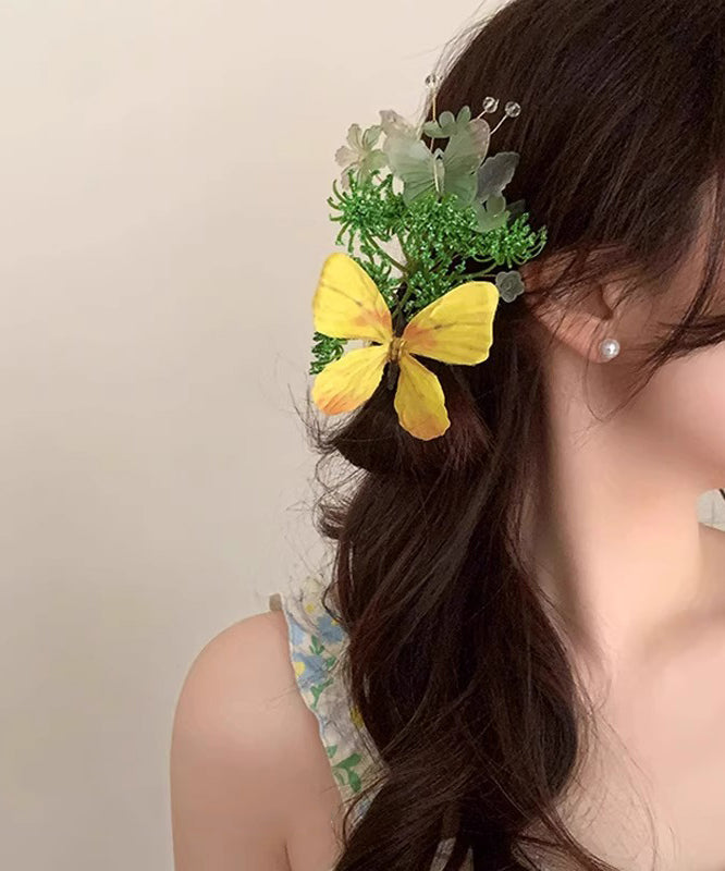 Butterfly Hairpin Alloy Blue Retro Floral