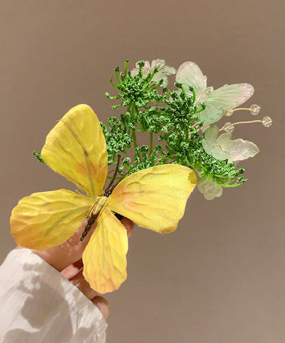 Butterfly Hairpin Alloy Blue Retro Floral