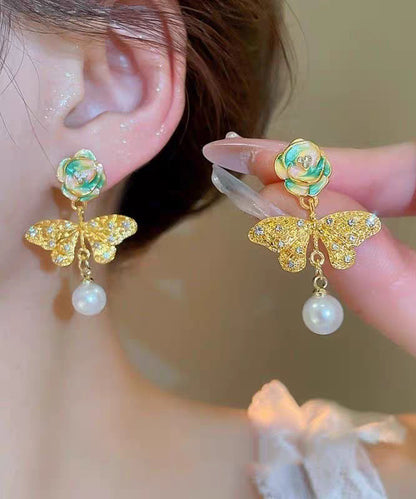 Silver Overgild Blue Zircon Crystal Retro Pearl Sterling