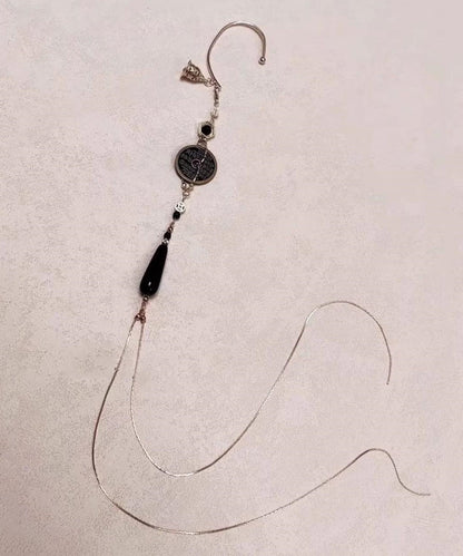 Earrings Glass Retro Coin Tassel Beads Copper Gold Drop