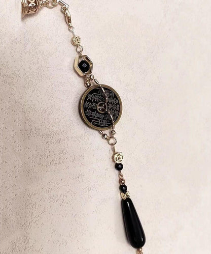 Earrings Glass Retro Coin Tassel Beads Copper Gold Drop