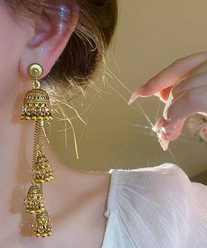 Retro Gold Metal Alloy Tassel Drop Earrings QJ022