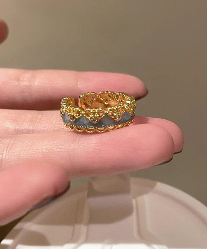 Rings Gourds Open Sterling Silver Retro Gold Overgild Lace