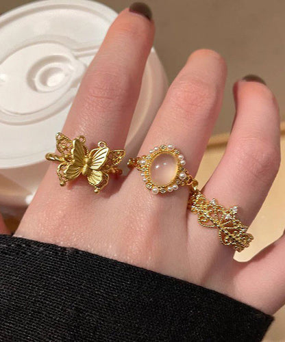 Silver Sterling Butterfly Out Zircon Gold Hollow Overgild Retro