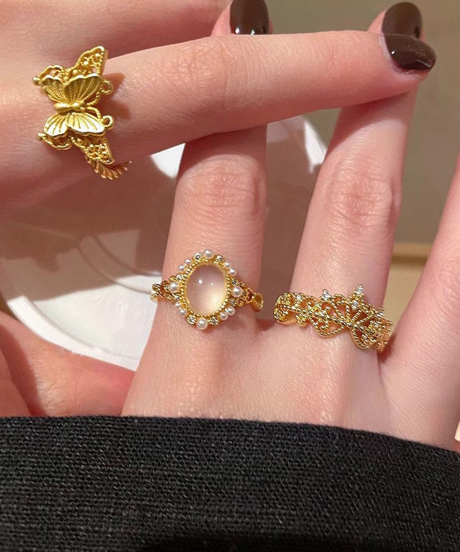Silver Sterling Butterfly Out Zircon Gold Hollow Overgild Retro
