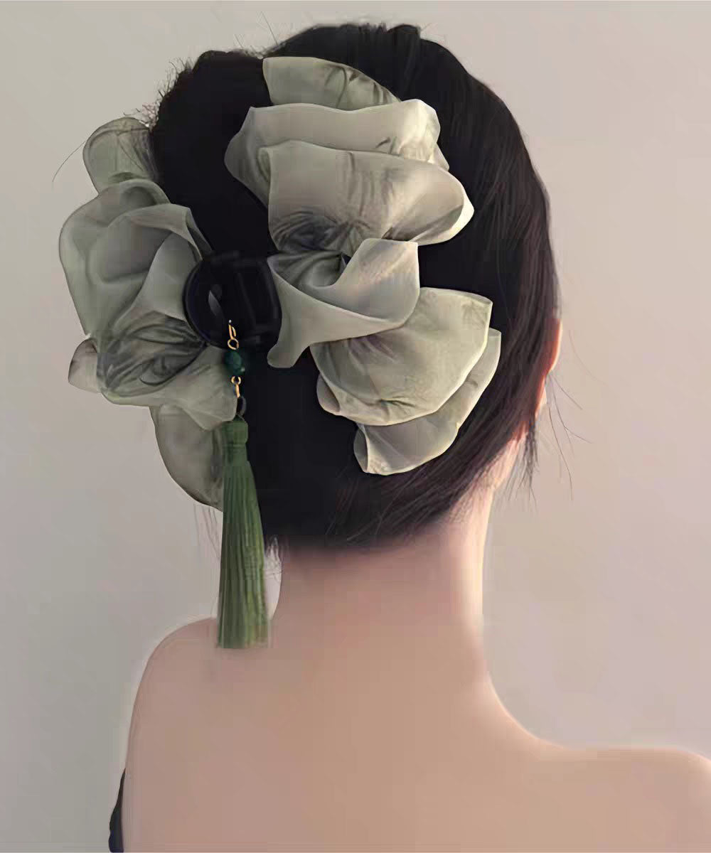 Green Tulle Hairpin Retro Clip Shark Clouds Tassel