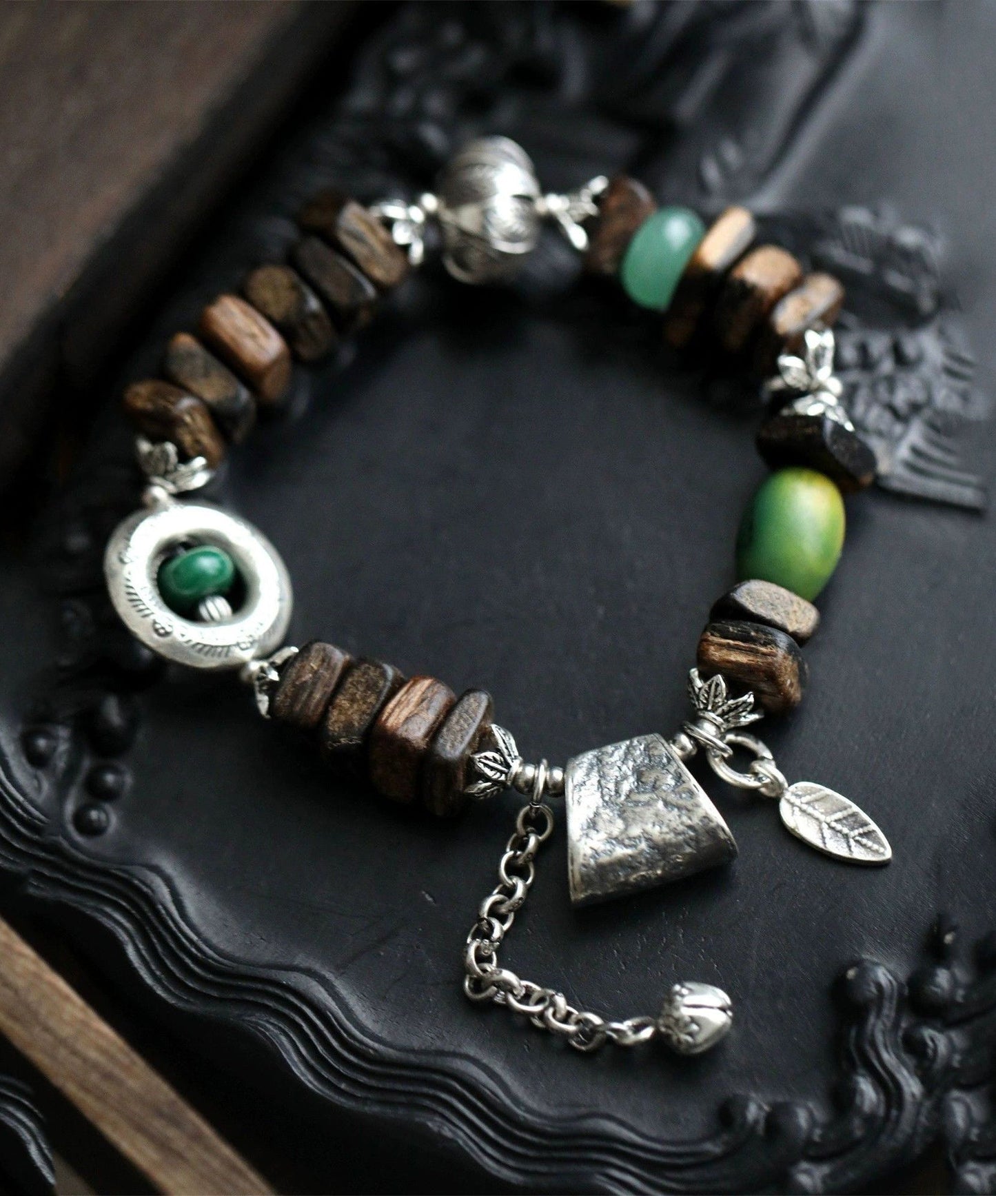 Silver Sterling Bracelet Charm Retro Eaglewood