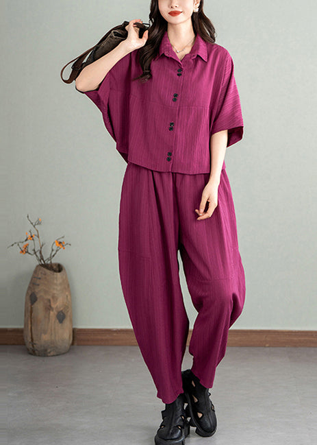 Cotton Rose Batwing Set Two Pieces Sleeve Oversized