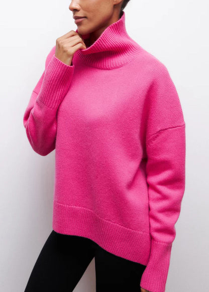 Rose Cozy Thick Turtleneck Sweaters Knit Spring