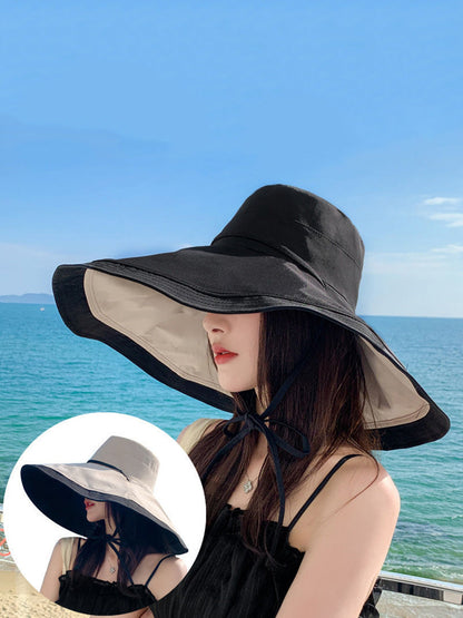 Wearing Brim Women Large Casual Hat Dual-side Sunproof
