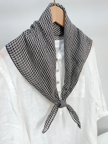 Vintage Stripe Women Casual Plaid Square Scarf