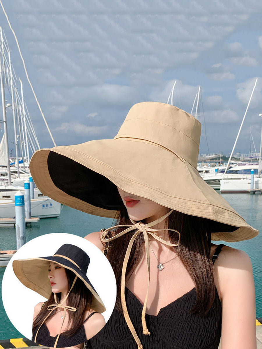 Wearing Brim Women Large Casual Hat Dual-side Sunproof