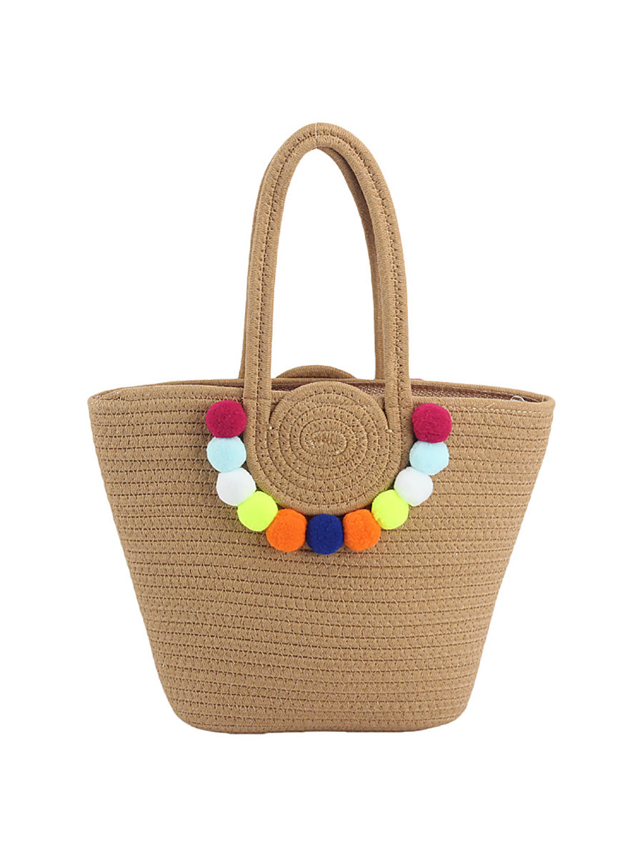 Fashion Women Pendant Shoulder Bag Ball Colorful Cotton