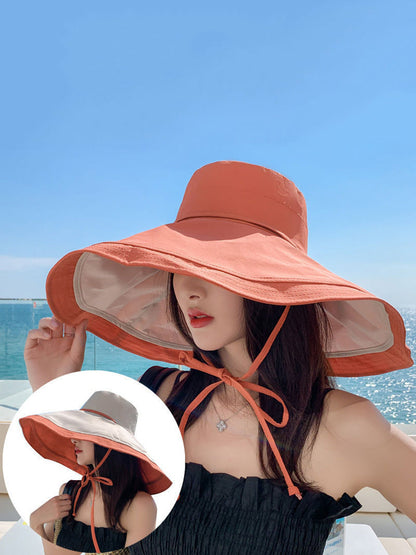 Wearing Brim Women Large Casual Hat Dual-side Sunproof