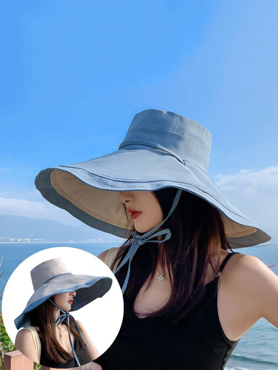 Wearing Brim Women Large Casual Hat Dual-side Sunproof
