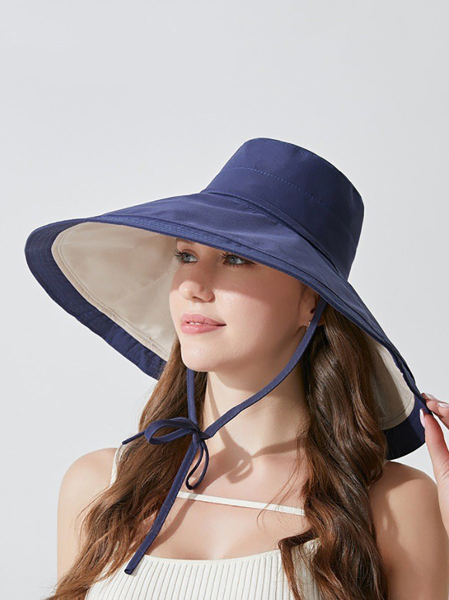 Wearing Brim Women Large Casual Hat Dual-side Sunproof