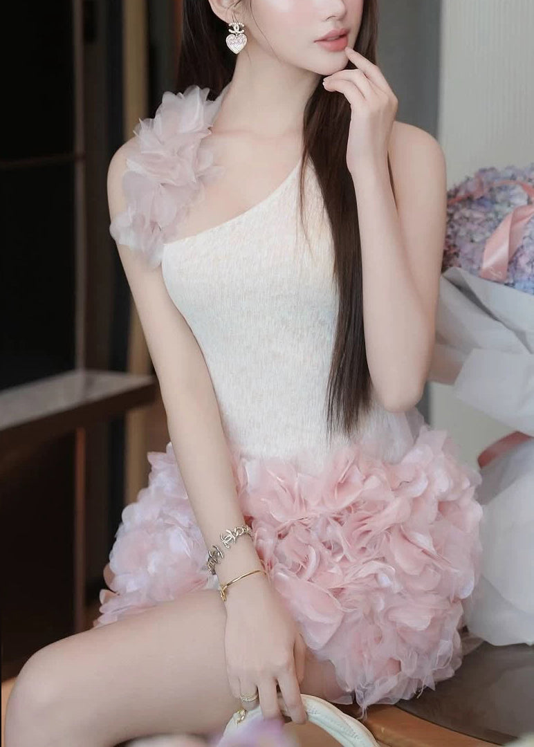 Tulle Backless Sleeveless Two Floral Sexy Patchwork Pieces Set