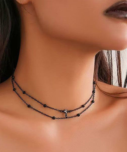 And Chain Black Sexy Necklace Alloy Zircon Tassel Love Body