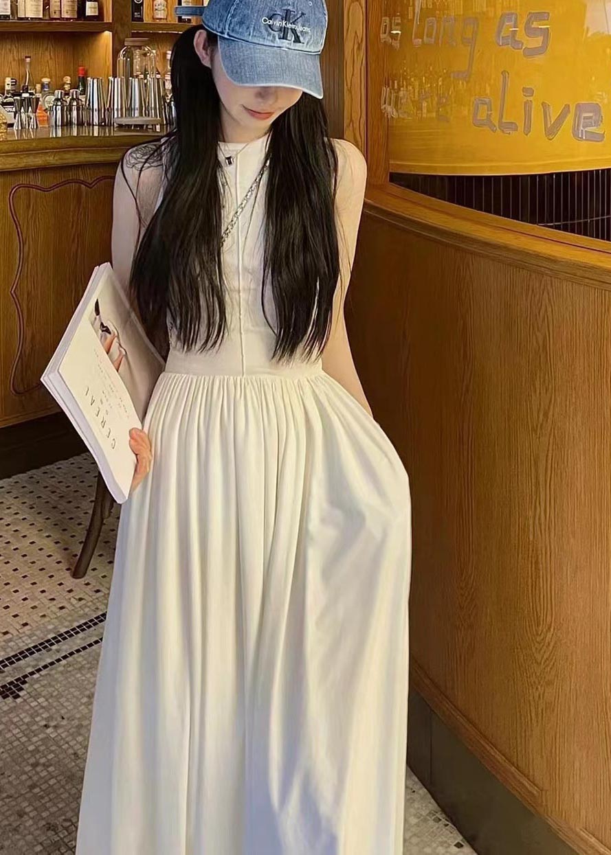 White Silm Hem Exra Dress Large Sleeveless Long Cotton Fit
