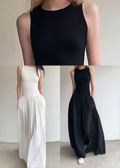White Silm Hem Exra Dress Large Sleeveless Long Cotton Fit