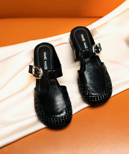 Cowhide Leather Splicing Fashion Slide Sandals Silver Out Hollow