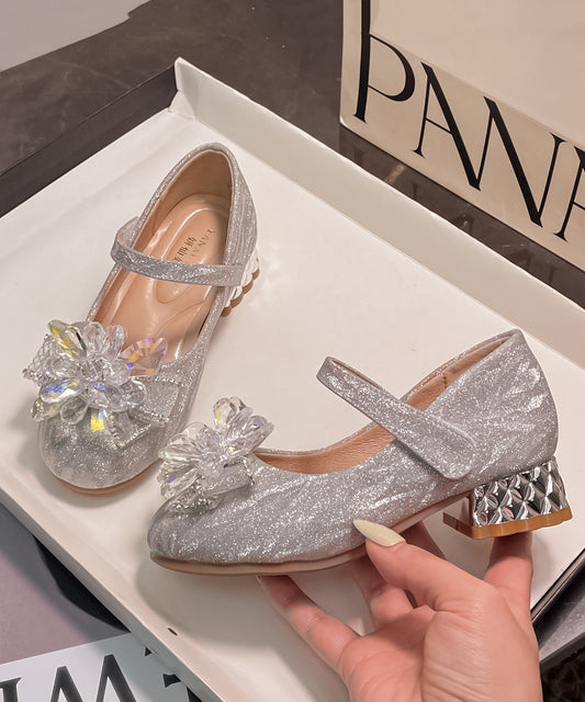 Crystal Stylish Silver Faux Princess Strap Girls Leather Buckle