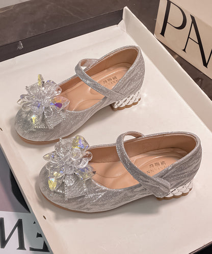 Crystal Stylish Silver Faux Princess Strap Girls Leather Buckle