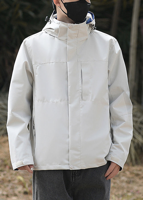 Simple Coats Cotton Oversized Solid Green Hooded Spring Army Mens