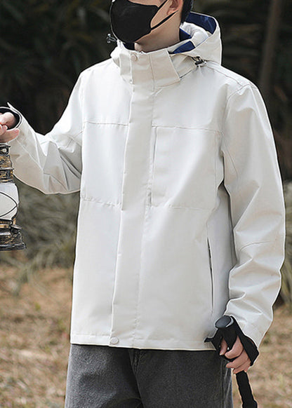 Simple Coats Cotton Oversized Solid Green Hooded Spring Army Mens