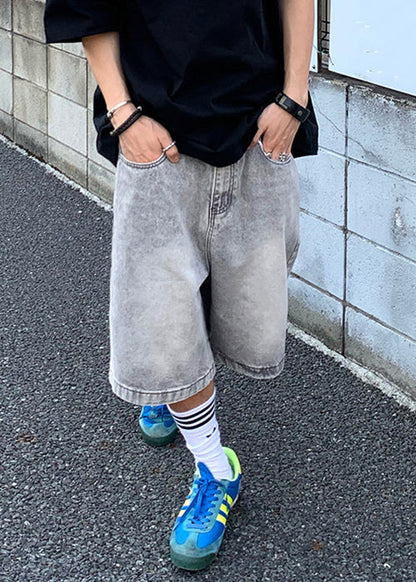 Simple Black Pockets Solid Mens Pants High Waist Summer YL017